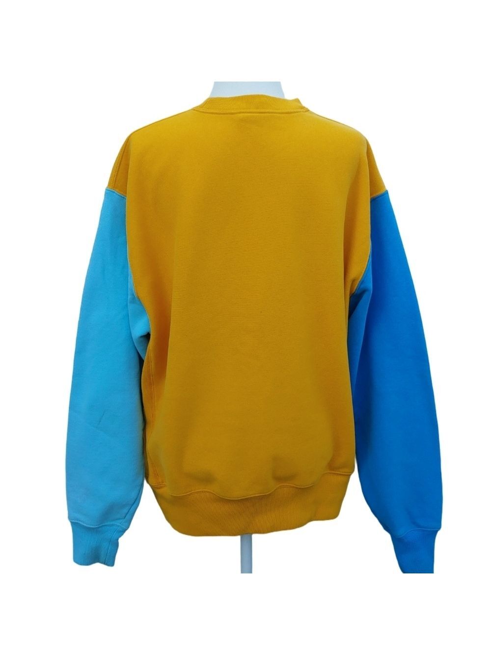 Champion Men's Embroidered Reverse Weave Crewneck in Mustard Teal size Large - Picture 4 of 15